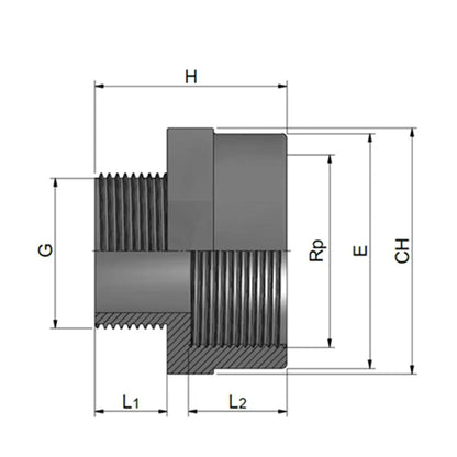 PVC Réduction fileté mâle -> femelle